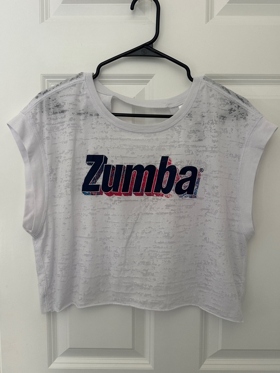 Zumba Fitness Tops - Zumba Fitness White Crop Top with Blue Logo